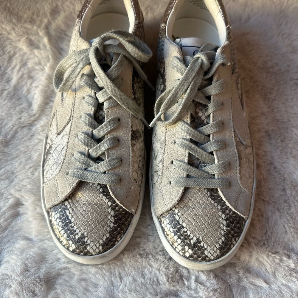 Sam Edelman Snakeskin Pattern Sneakers - Gray and White - Picture 2 of 15